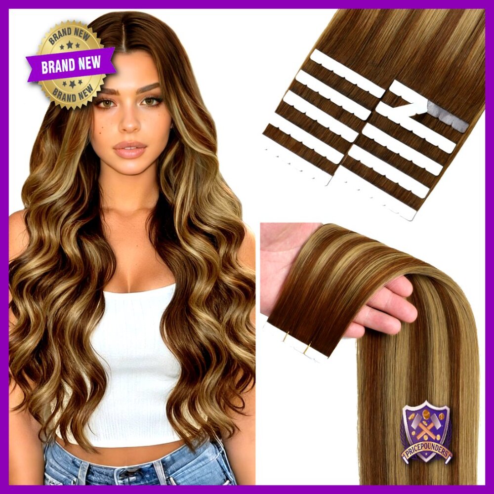 Silky Straight Human Hair Extensions Mini Tape Ins Professional Quality 16 Inch
